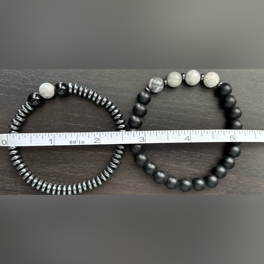 Magnetic Bracelets Set Of 2 Elastic Stretch Stones Crystals